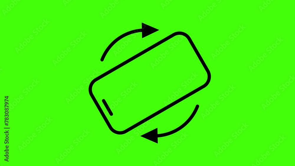 Rotate Smartphone or Device Rotation Animation.Rotation of Smartphone Icon Animation on Green Background Vertical to Horizontal Transition Rotate Smartphone or Device Rotation Animation.Rotation of Smartphone Icon Animation on Green Background Vertical to Horizontal Transition