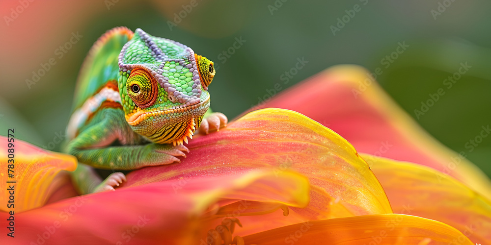 Fototapeta premium Beautiful of chameleon chameleon panther on branch