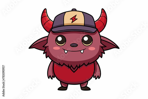 cute-satan-in-cap, cartoon devil cartoon vector illustration © Jutish