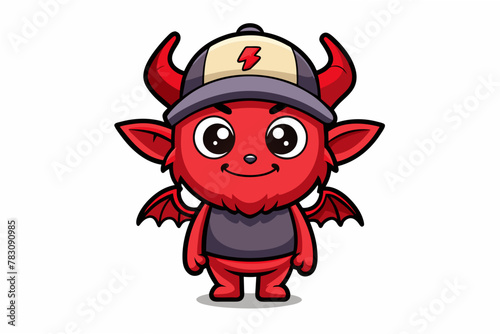 cute-satan-in-cap, cartoon devil cartoon vector illustration © Jutish