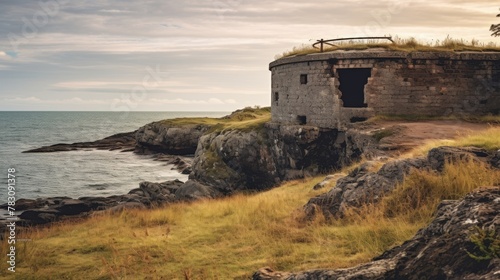 Peaceful coastal fort in abandoned setting