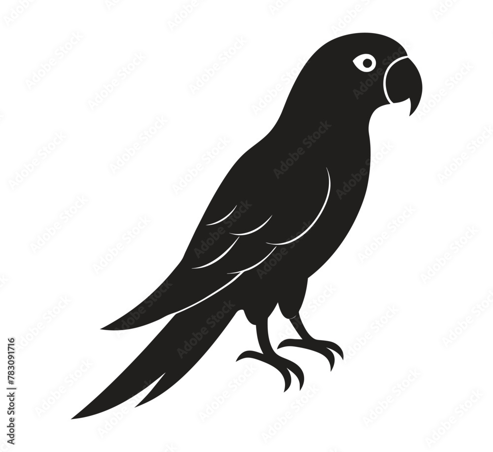 Fototapeta premium A silhouette parrot black and white logo vector clip art