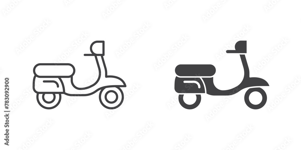 Scooter icon in flat style. Delivery vector illustration on isolated background. Transport sign business concept. Scooter icon in flat style. Delivery vector illustration on isolated background. Transport sign business concept.