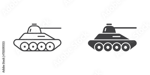 Tank icon in flat style. Panzer vehicle vector illustration on isolated background. Transport sign business concept. photo