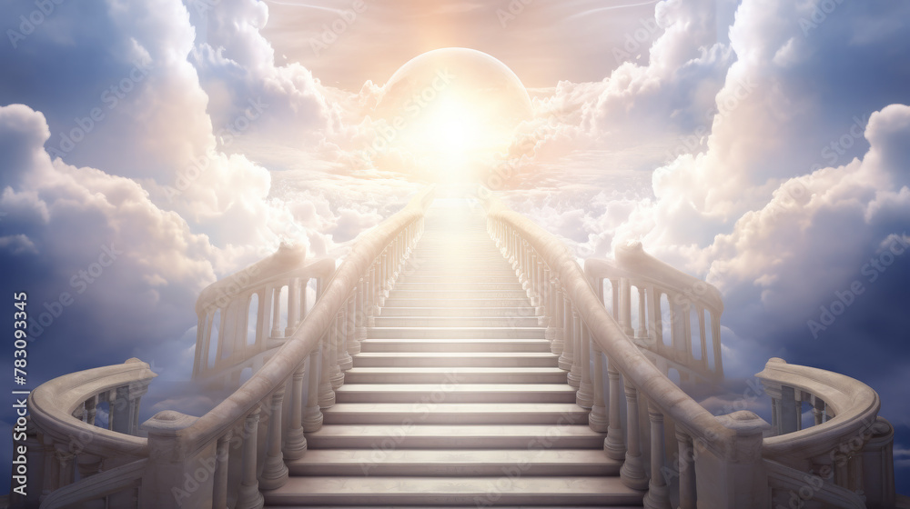 Obraz premium Heavenly Staircase Ascending Through Clouds