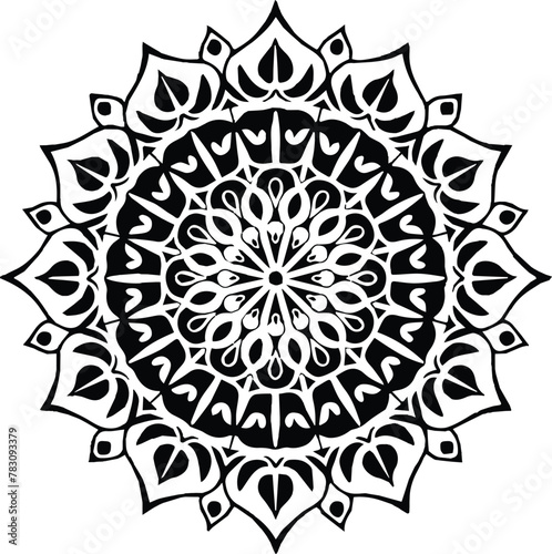 Mandala in circle simple floral art beautiful modern customized unique line art elegant design