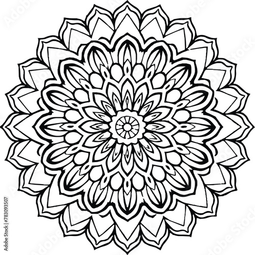 Mandala in circle simple floral art beautiful modern customized unique line art elegant design