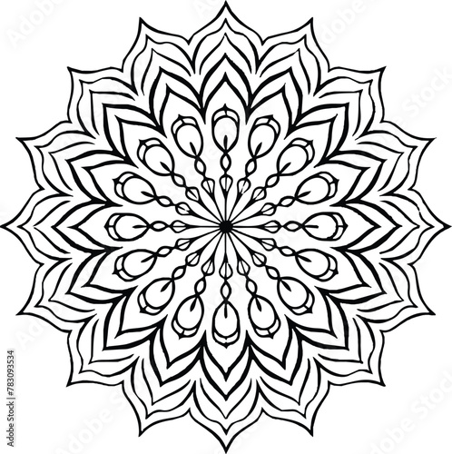 Mandala in circle simple floral art beautiful modern customized unique line art elegant design