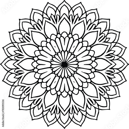 Mandala in circle simple floral art beautiful modern customized unique line art elegant design