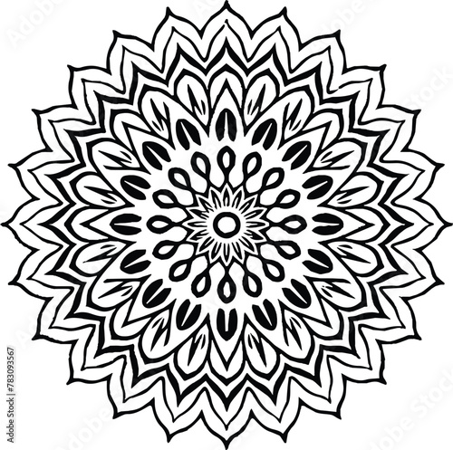 Mandala in circle simple floral art beautiful modern customized unique line art elegant design