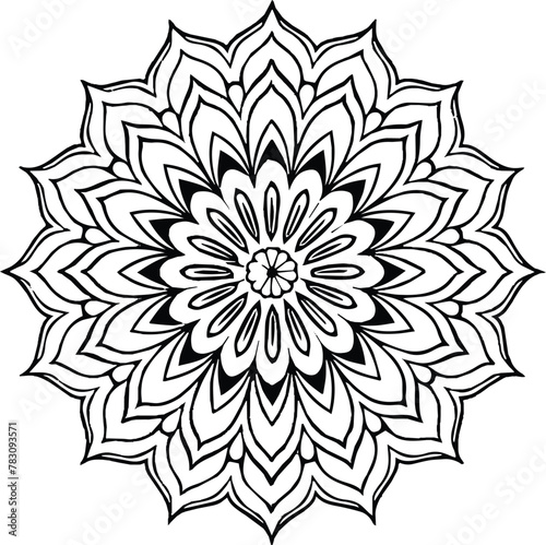 Mandala in circle simple floral art beautiful modern customized unique line art elegant design