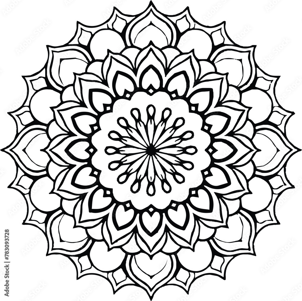 Mandala in circle simple floral art beautiful modern customized unique line art elegant design
