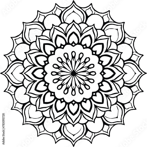 Mandala in circle simple floral art beautiful modern customized unique line art elegant design