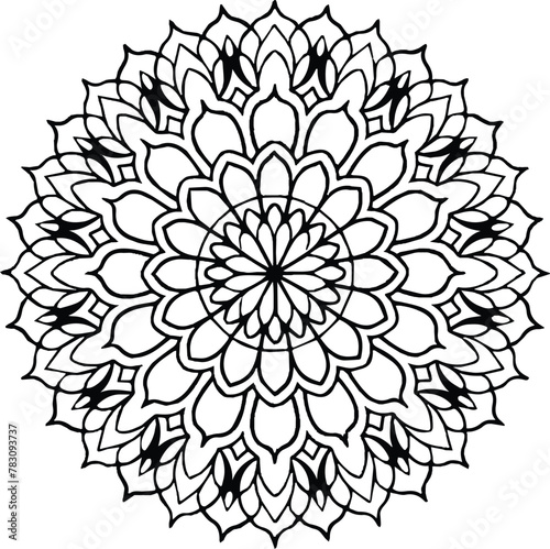 Mandala in circle simple floral art beautiful modern customized unique line art elegant design