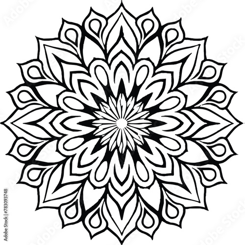 Mandala in circle simple floral art beautiful modern customized unique line art elegant design