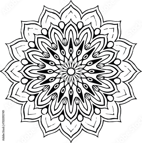 Mandala in circle simple floral art beautiful modern customized unique line art elegant design