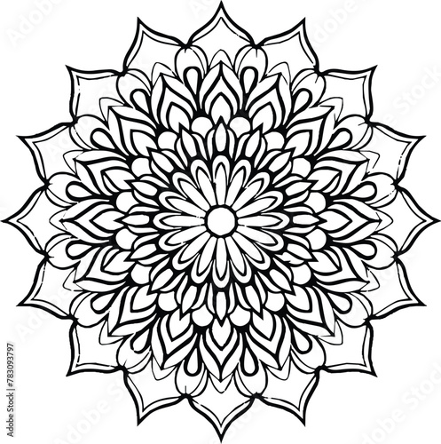 Mandala in circle simple floral art beautiful modern customized unique line art elegant design