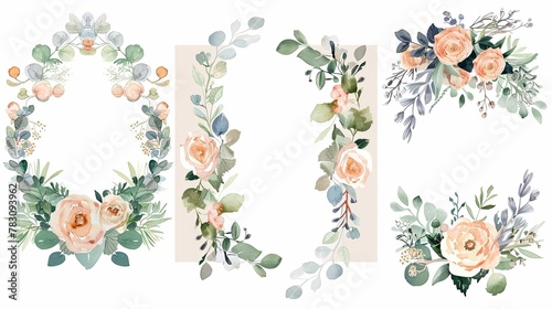 watercolor, florals, botanical, graphics, invitation, pastel, blooms, romantic, greenery, bouquets, vintage, wedding, elements, bridal, illustrations