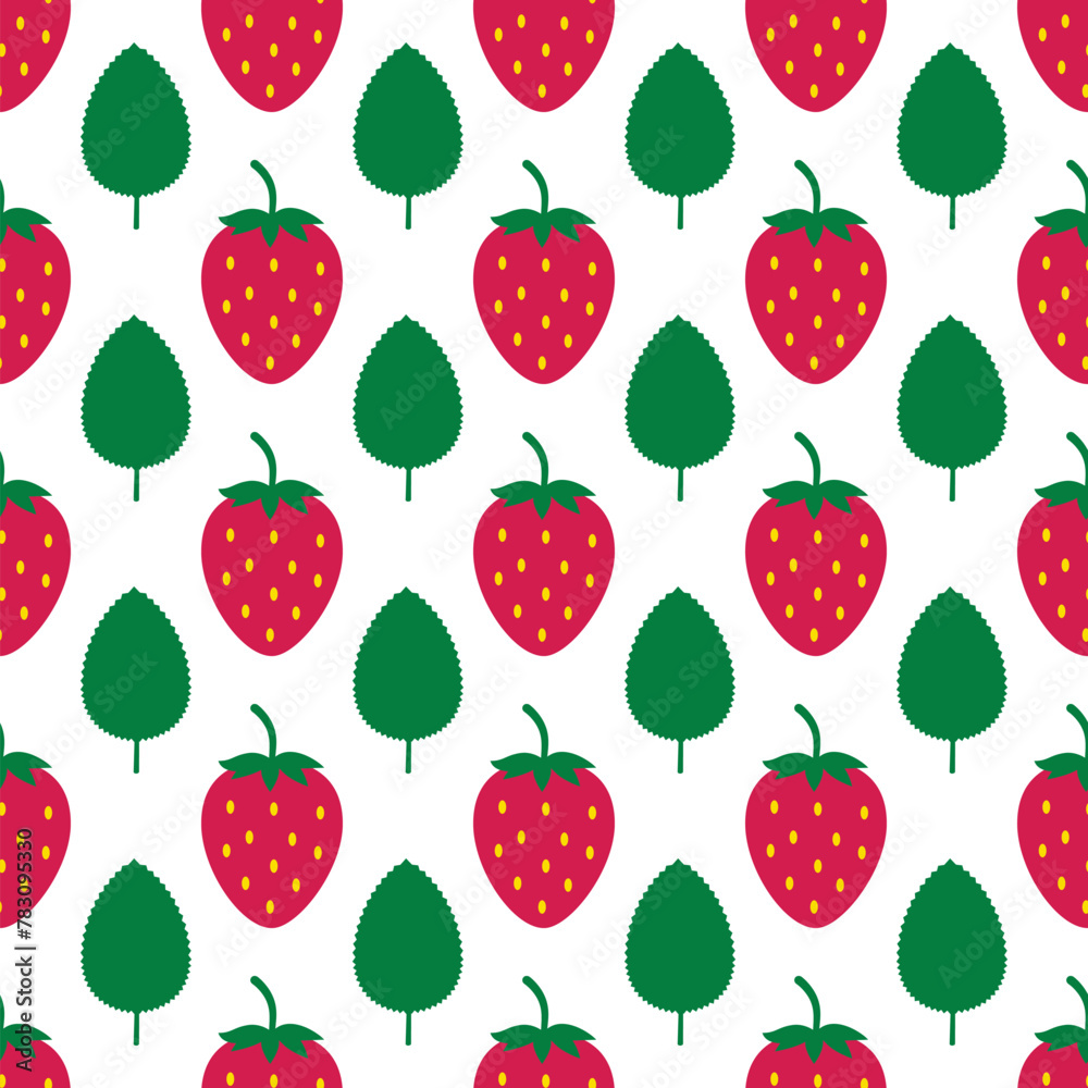 Strawberry seamless pattern. Summer berries vector background.  Vector template for textile, fabric, wallpaper, wrapping paper, scrapbooking etc.
