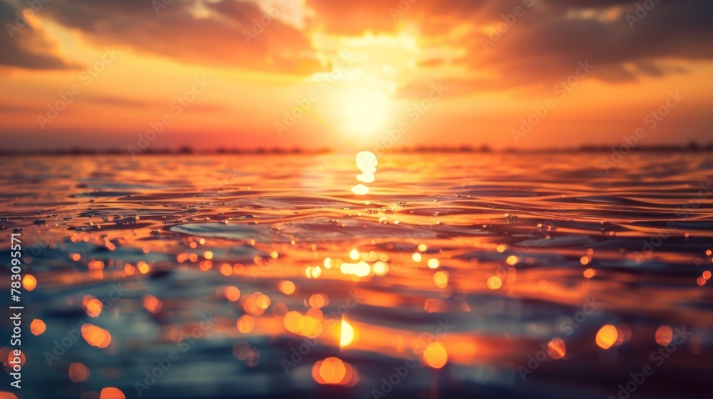 Sunset over the ocean with water and bubbles in it, AI Sunset over the ocean with water and bubbles in it, AI