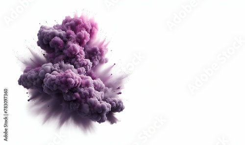 Drop of purple paint falling on water with isolated white background, generative ai