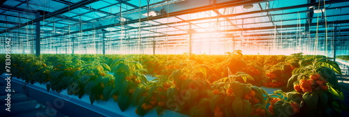 Integrate smart technology to control temperature, humidity, and lighting in greenhouses, optimizing growing conditions for crops. Generative AI photo