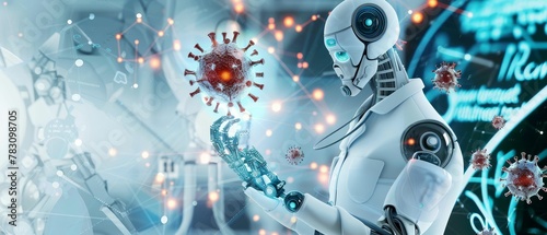 Nanotechnology in medicine, microscopic bots fighting viruses, future healthcare ar 54
