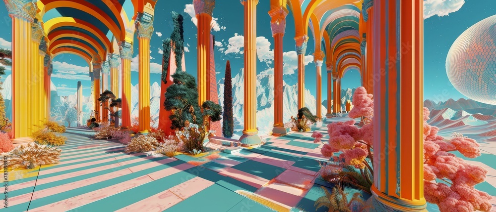 Fototapeta premium Virtual reality art gallery, showcasing digital masterpieces created by generative AI artists