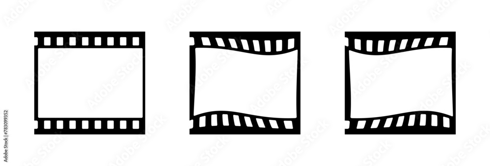 35mm film strip vector design with 1 frame isolated on white background. Black film reel symbol illustration to use in photography, television, cinema, photo frame. 