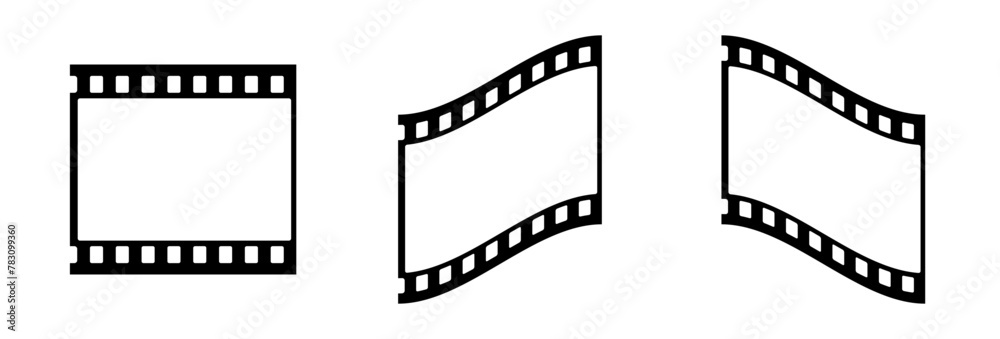 35mm film strip vector design with 1 frame isolated on white background. Black film reel symbol illustration to use in photography, television, cinema, photo frame. 