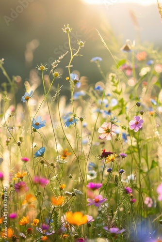 Tranquil Wildflower Meadow at Sunset