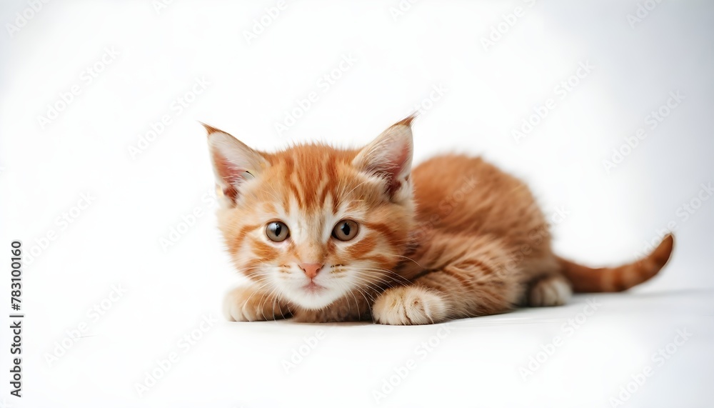 Adorable Ginger Kitten on White Background