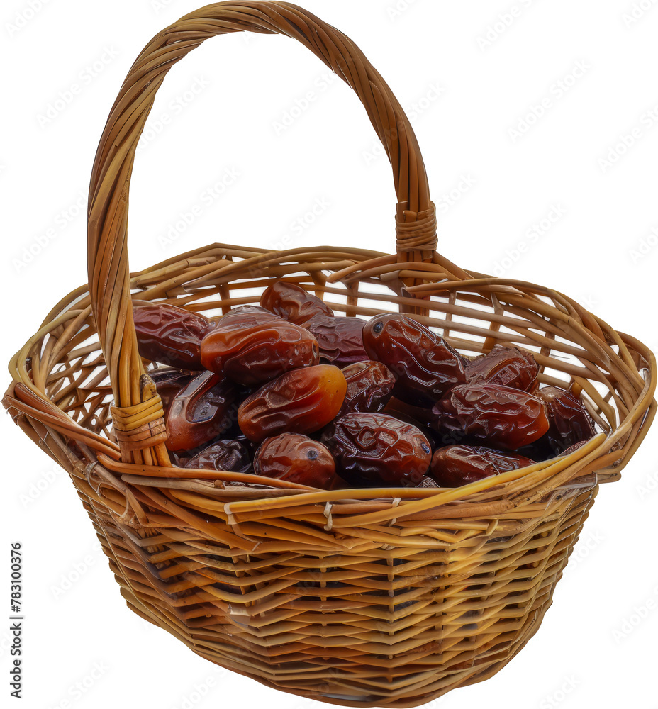 Basket of ripe dates cut out png on transparent background Basket of ripe dates cut out png on transparent background