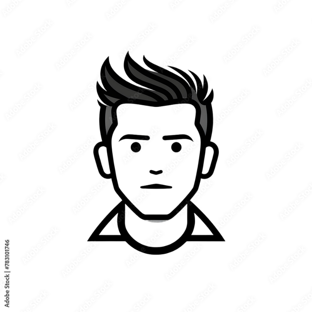 Man face black linear cartoon icon of user isolated on transparent background Man face black linear cartoon icon of user isolated on transparent background