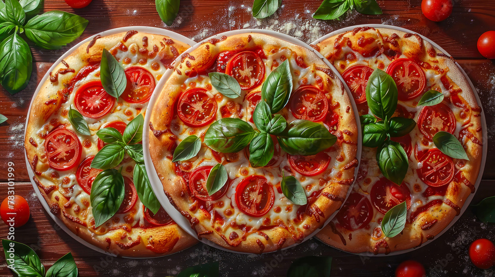 Tomato pizza on a dark wood background. tinting. selective focus Tomato pizza on a dark wood background. tinting. selective focus