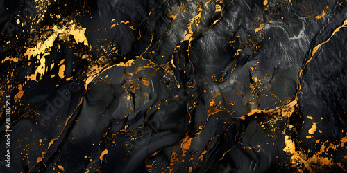 Luxury abstract golden black marble pattern design background with cracked gold veins Abstract background