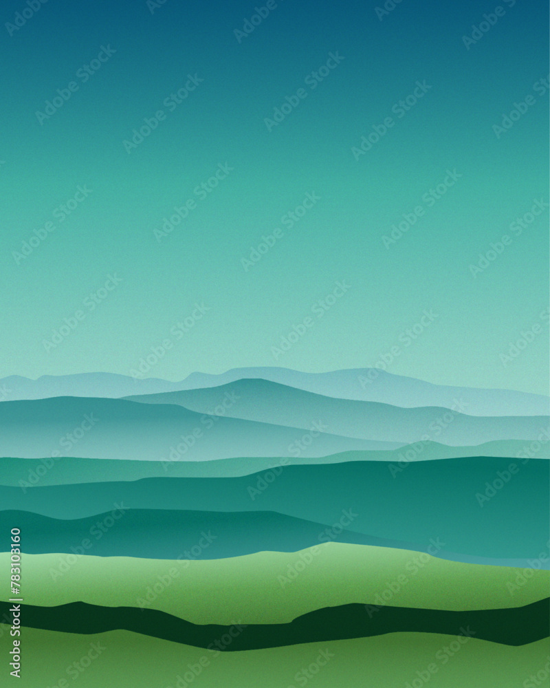 abstract simple mountain blue and green landscape with grain gradient effect. vector art mountains abstract simple mountain blue and green landscape with grain gradient effect. vector art mountains