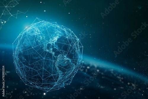 earth with space global network technology line and digital world background.