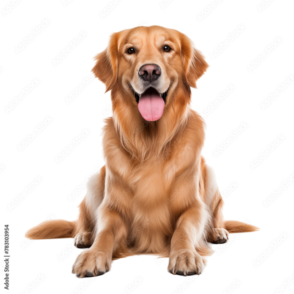 Golden retriever dog isolated on transparent background
