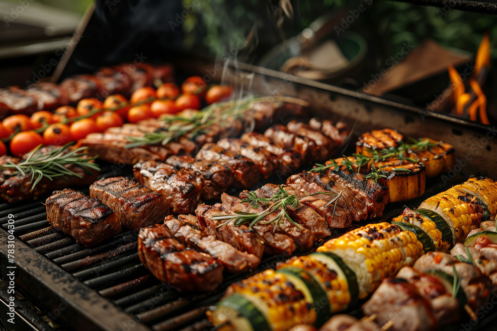 Juicy and Flavorful Delights Await on a Hot Grill with Fresh Herbs Sprinkled