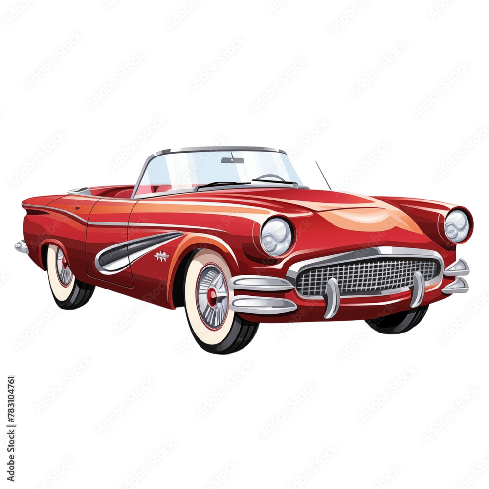 Vintage sport car cutout isolated on transparent background