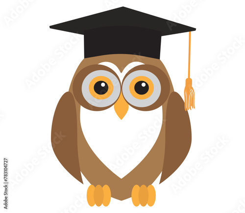 Owl in graduation cap on white background. Vector illustration.