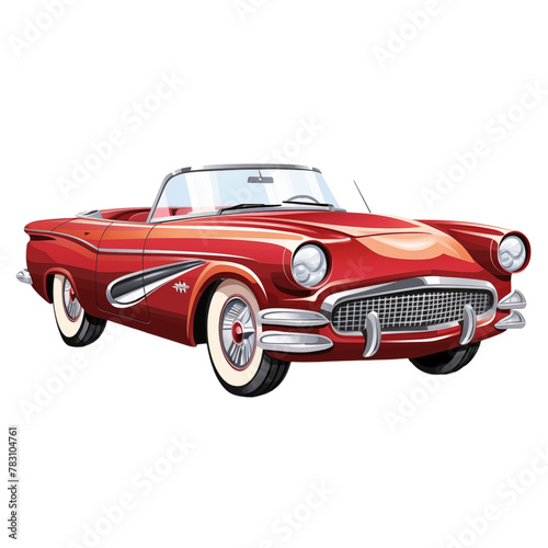 Vintage sport car cutout isolated on transparent background