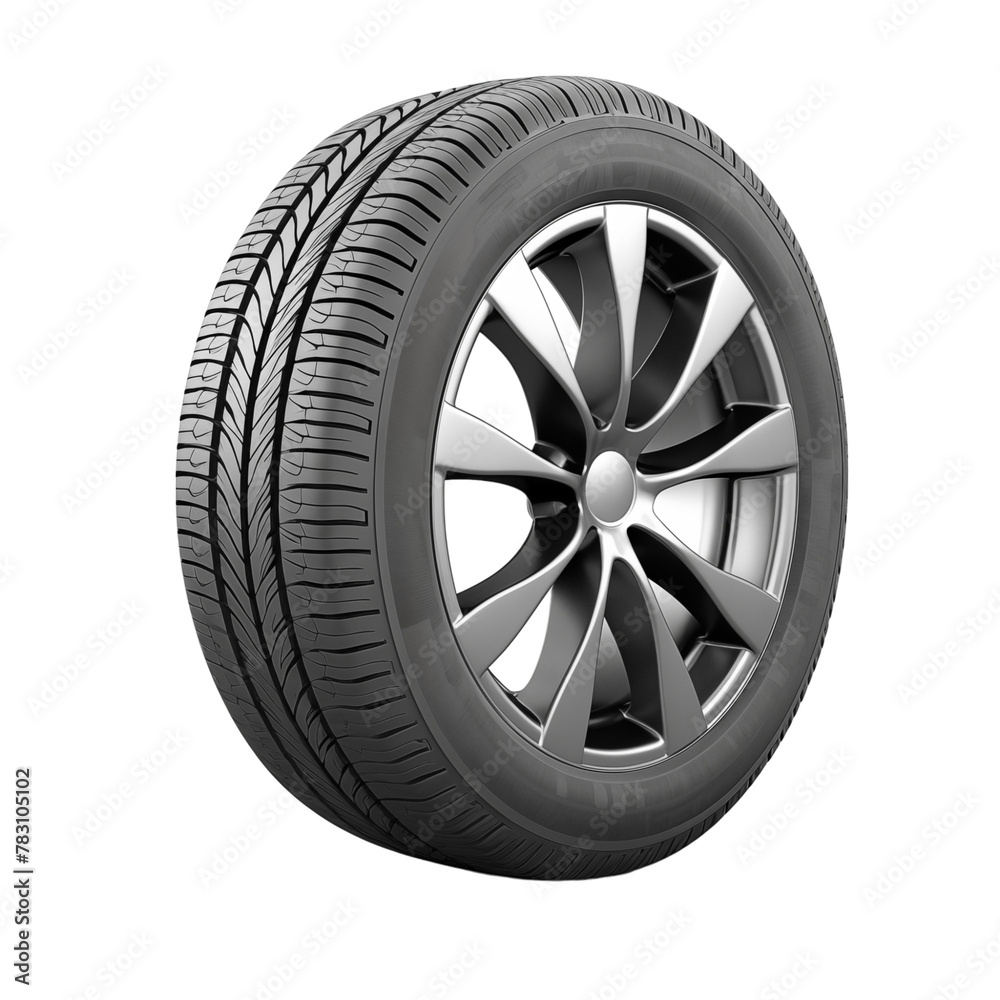 Car tyre cutout isolated on transparent background