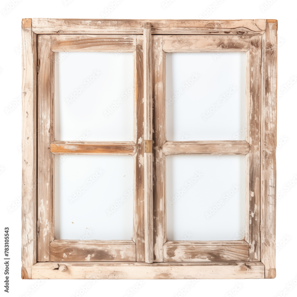 Old wooden window frame isolated on transparent background Old wooden window frame isolated on transparent background