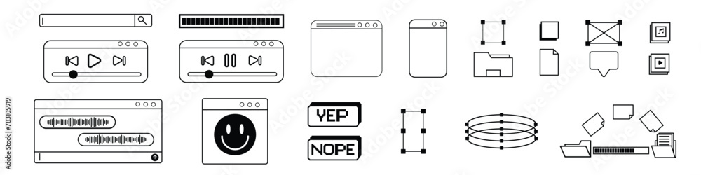 Retro pc desktop dialog window template boxes and user interface elements Retro pc desktop dialog window template boxes and user interface elements