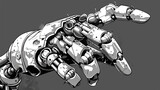 A robotic hand with a metallic look