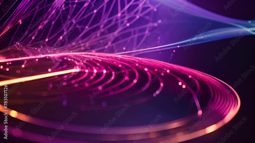 Close-up of vibrant optical fiber lights with glowing pink and purple hues Close-up of vibrant optical fiber lights with glowing pink and purple hues