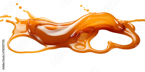 Liquid caramel wavy splash isolated on transparent background © Oksana