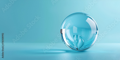 Close up view of blue abstract glass sphere on blue background Blue Marble Blue Glass Sphere Sky Ball Bubble Crystal Globe 